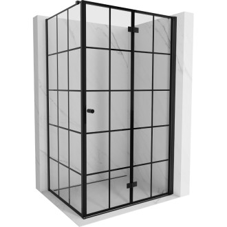 Mexen Mist-F skládací sprchový kout pravý 75 x 95 cm, černý rošt, černá - 8A6T-075-095-70-77-P