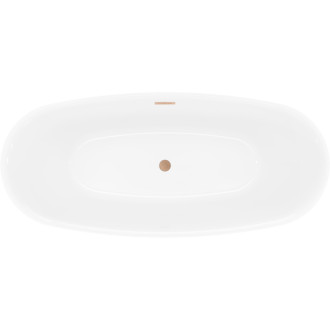 Volně stojící vana Mexen Luvo Slim 170 x 75 cm, bílá, přepad z kartáčované mědi - 52801707500-65