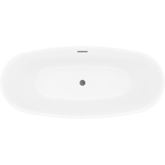 Volně stojící vana Mexen Luvo Slim 170 x 75 cm, bílá, kartáčovaný přepad v barvě pistole šedé - 52801707500-66