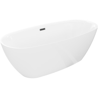 Volně stojící vana Mexen Luvo Slim 170 x 75 cm, bílá, černý přepad - 52801707500-70