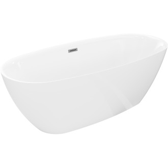 Volně stojící vana Mexen Luvo Slim 170 x 75 cm, bílá, přepad v barvě dělového kovu - 52801707500-95