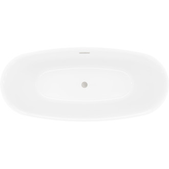 Volně stojící vana Mexen Luvo Slim 170 x 75 cm, bílá/černá, přepad kartáčovaný nikl - 52801707575-97