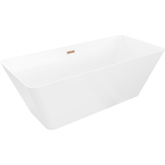 Volně stojící vana Mexen Velo Slim 170 x 75 cm, bílá, růžovo-zlatý přepad - 52811707500-60