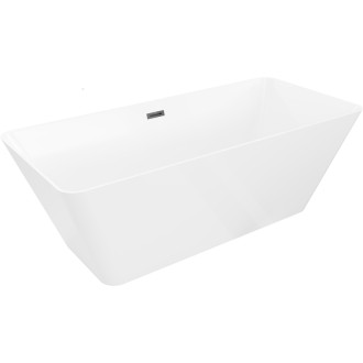 Volně stojící vana Mexen Velo Slim 170 x 75 cm, bílá, černý přepad - 52811707500-70