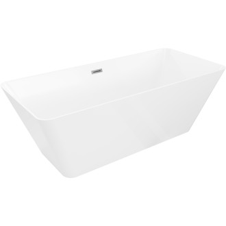 Volně stojící vana Mexen Velo Slim 170 x 75 cm, bílá, přepad v barvě dělového kovu - 52811707500-95