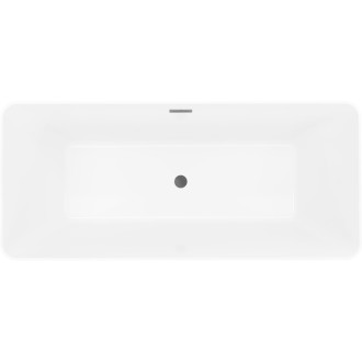 Volně stojící vana Mexen Velo Slim 170 x 75 cm, bílá, přepad v barvě dělového kovu - 52811707500-95
