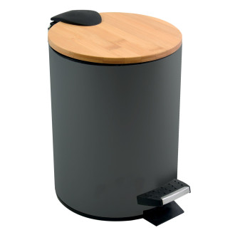 Spirella pedálový odpadkový koš ADONIS tmavě šedá ocel bambusové víko 3 L 10.00003