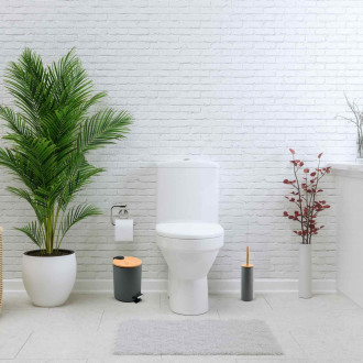 Spirella pedálový odpadkový koš ADONIS tmavě šedá ocel bambusové víko 5 L 10.00004