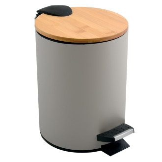 Spirella pedálový odpadkový koš ADONIS šedohnědá ocel bambusové víko 3 L 10.00005