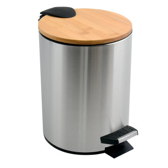 Spirella pedálový odpadkový koš ADONIS kartáčovaná ocel bambusové víko 3 L 10.00007