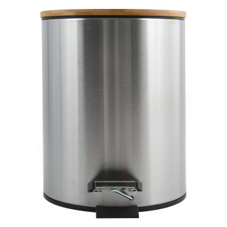 Spirella pedálový odpadkový koš ADONIS kartáčovaná ocel bambusové víko 3 L 10.00007