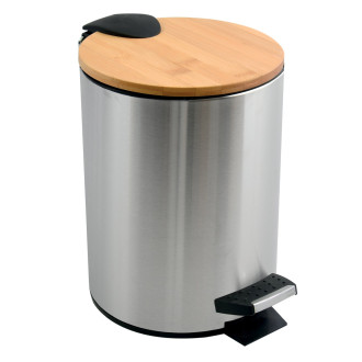 Spirella pedálový odpadkový koš ADONIS kartáčovaná ocel bambusové víko 5 L 10.00008