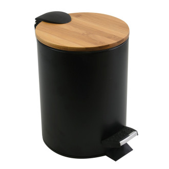 Spirella pedálový odpadkový koš ADONIS matná černá ocel bambusové víko 3 L 10.20919