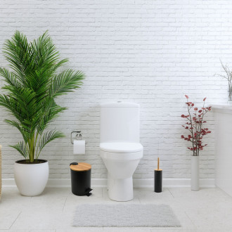 Spirella pedálový odpadkový koš ADONIS matná černá ocel bambusové víko 5 L 10.20921