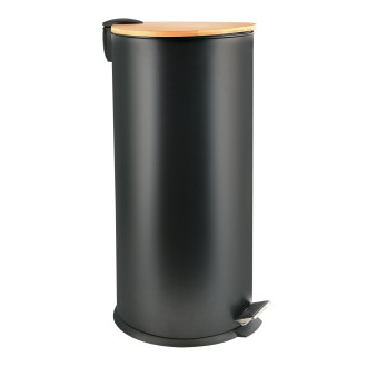 Spirella pedálový odpadkový koš ADONIS matná černá ocel bambusové víko 30 L 10.21091