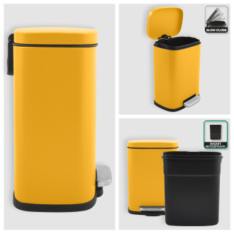 Spirella pedálový odpadkový koš AKIRA matná šafránově žlutá ocel 5 L 10.20818