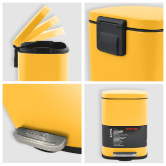 Spirella pedálový odpadkový koš AKIRA matná šafránově žlutá ocel 5 L 10.20818