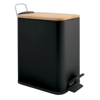 Spirella pedálový odpadkový koš ERIK matná černá ocel bambusové víko 5 L 10.22585