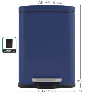Spirella pedálový odpadkový koš AKIRA matná modrá ocel 5 L 10.20821
