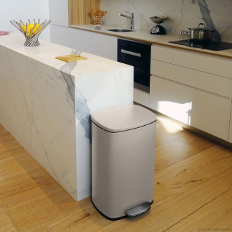 Spirella pedálový odpadkový koš AKIRA matná šedo-hnědá ocel soft-close 30 L 10.21566