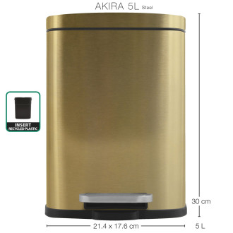 Spirella pedálový odpadkový koš AKIRA kartáčovaná nerez ocel zlatá 5 L 10.21232