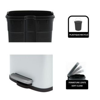 Spirella pedálový odpadkový koš AKIRA matná bílá ocel 5 L 10.19835