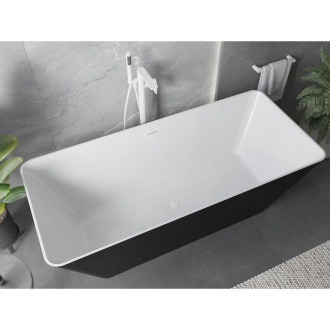 Volně stojící vana Mexen Velo Slim 170 x 75 cm, bílá/černá, bílý přepad - 52811707575-20