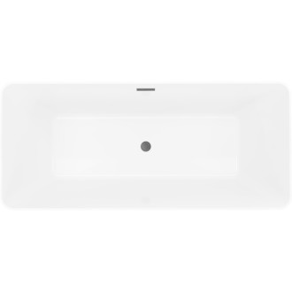 Volně stojící vana Mexen Velo Slim 170 x 75 cm, bílá/černá, kartáčovaný přepad v barvě pistole gray - 52811707575-66