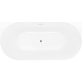 Volně stojící závěsná vana Mexen Oval Slim 170 x 80 cm, bílá/šedá, chromovaný přepad - 52661708062-01