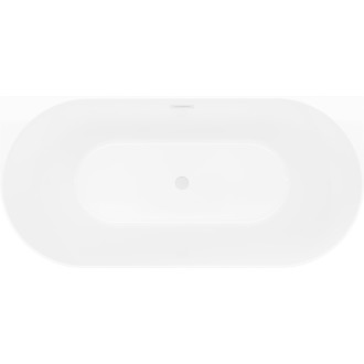 Volně stojící vana Mexen Oval Slim k zavěšení na zeď 170 x 80 cm, bílá/šedá, bílý přepad - 52661708062-20