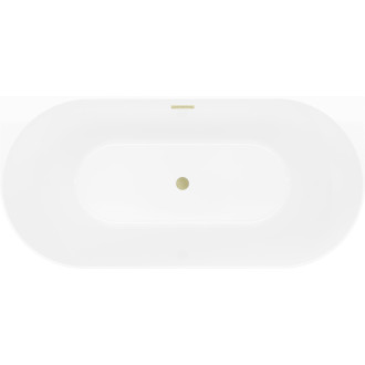 Volně stojící závěsná vana Mexen Oval Slim 170 x 80 cm, bílá/šedá, přepad kartáčovaný zlatý - 52661708062-55