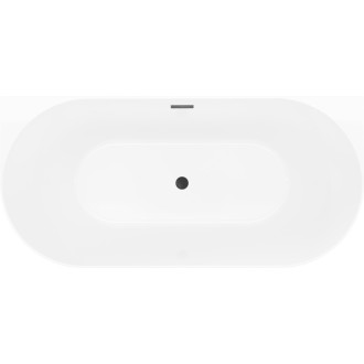 Volně stojící závěsná vana Mexen Oval Slim 170 x 80 cm, bílá/šedá, černý přepad - 52661708062-70