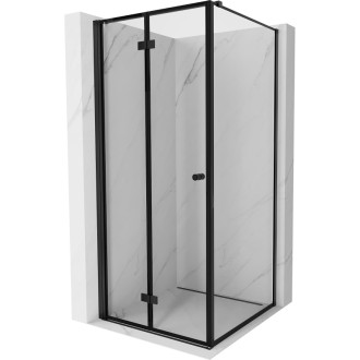Sprchový kout Mexen Mist-F skládací levý 110 x 110 cm, černý rám, černá - 8A6T-110-110-70-70-L