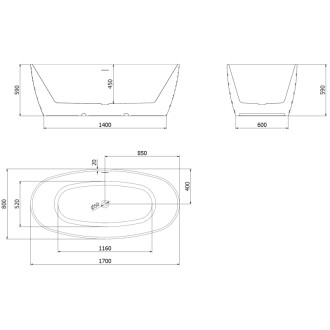 Volně stojící vana Mexen Olea s motivem 170 x 80 cm, bílá/černá, chromovaný přepad - 52821708075-01