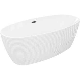 Volně stojící vana Mexen Lira, vzor 170 x 80 cm, bílá, černý přepad - 52831708000-70