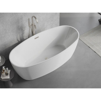 Volně stojící vana Mexen Lira s motivem 170 x 80 cm, bílá, přepad kartáčovaný nikl - 52831708000-97