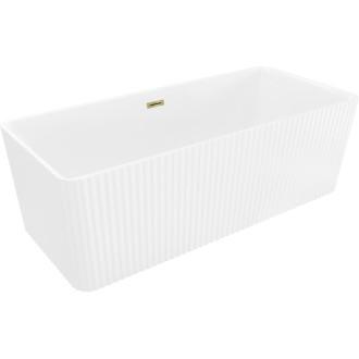 Volně stojící vana Mexen Nila s drážkovaným přepadem 170 x 75 cm, bílá, zlatý přepad - 52841708000-50