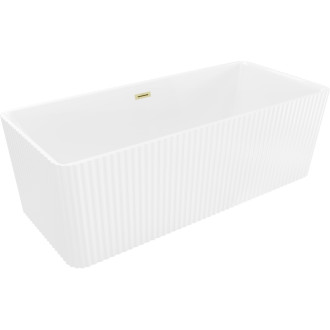 Volně stojící vana Mexen Nila s drážkovaným přepadem 170 x 75 cm, bílá, přepad kartáčovaný zlatý - 52841708000-55