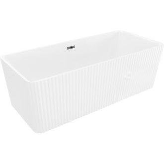 Volně stojící vana Mexen Nila s drážkovaným povrchem 170 x 75 cm, bílá, kartáčovaný přepad v barvě pistole gray - 52841708000-66
