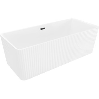Volně stojící vana Mexen Nila s drážkovaným přepadem 170 x 75 cm, bílá, černý přepad - 52841708000-70