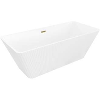 Volně stojící vana Mexen Tava s drážkovaným přepadem 170 x 75 cm, bílá, zlatý přepad - 52851707500-50