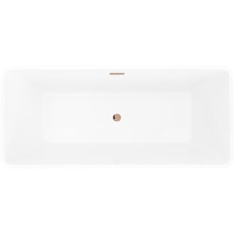 Volně stojící vana Mexen Tava s drážkovaným přepadem 170 x 75 cm, bílá, růžovo-zlatý přepad - 52851707500-60