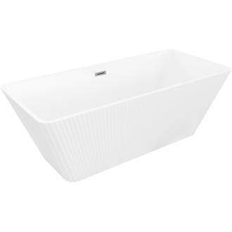 Volně stojící vana Mexen Tava s drážkovaným povrchem 170 x 75 cm, bílá, přepad v barvě dělového kovu - 52851707500-95