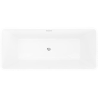 Volně stojící vana Mexen Tava s drážkovaným přepadem 170 x 75 cm, bílá/černá, chromovaný přepad - 52851707575-01