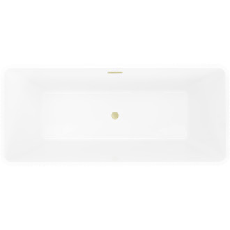 Volně stojící vana Mexen Tava s drážkovaným povrchem 170 x 75 cm, bílá/černá, přepad kartáčovaný zlatý - 52851707575-55