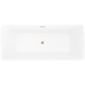 Volně stojící vana Mexen Tava s drážkovaným povrchem 170 x 75 cm, bílá/černá, přepad z kartáčované mědi - 52851707575-65