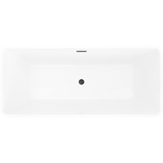 Volně stojící vana Mexen Tava s drážkovaným povrchem 170 x 75 cm, bílá/černá, černý přepad - 52851707575-70