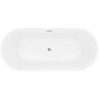 Volně stojící vana Mexen Yara s drážkovaným přepadem 170 x 75 cm, bílá, chromový přepad - 52861707500-01