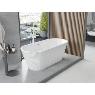 Volně stojící vana Mexen Yara s drážkovaným povrchem 170 x 75 cm, bílá, bílý přepad - 52861707500-20