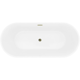 Volně stojící vana Mexen Yara s drážkovaným přepadem 170 x 75 cm, bílá, zlatý přepad - 52861707500-50